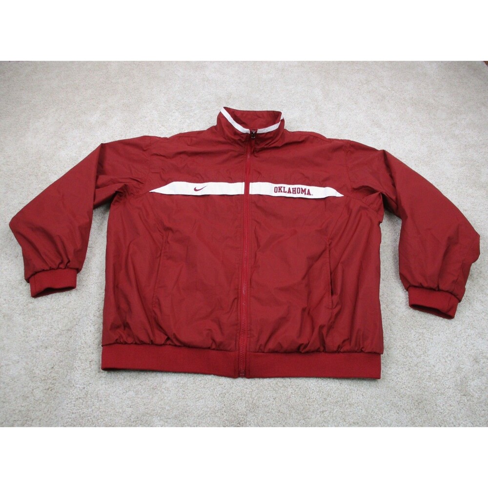 VINTAGE Oklahoma Sooners Nike Team Mens Windbreaker Red XL Full Zip Football